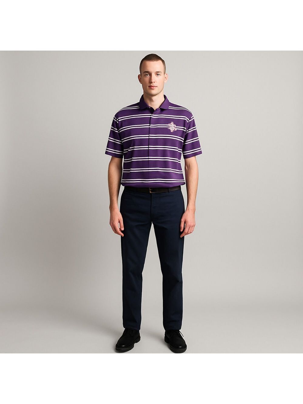 Under Armour Mens Polo Shirt Large Purple Silver